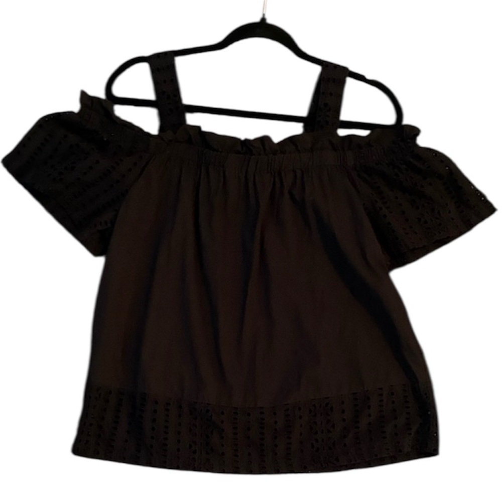 Off shoulder black eyelet detail Vince Camuto top size small